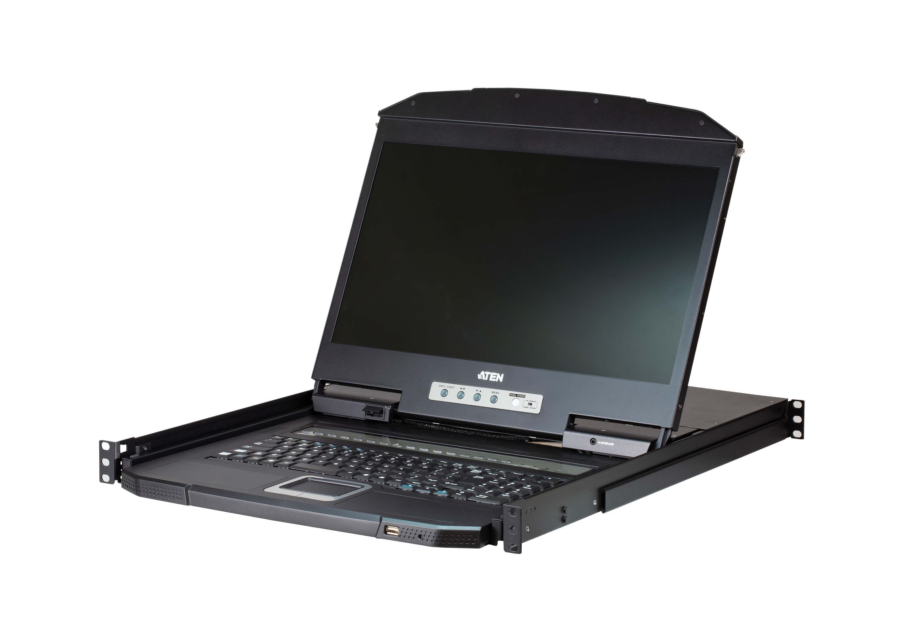 Aten Rackmount KVM Switch 8 Port VGA w/ 18.5' LCD Display, 2x Custom KVM Cables Included, 1366x768@60hz Display, Short Depth Design Aten Rackmount KVM Switch 8 Port VGA w/ 18.5' LCD Display, 2x Custom KVM Cables Included, 1366x768@60hz Display, Short Depth Design